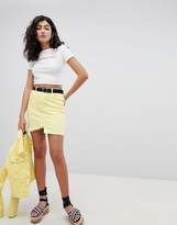 Thumbnail for your product : PrettyLittleThing Frayed Edge Denim Mini Skirt