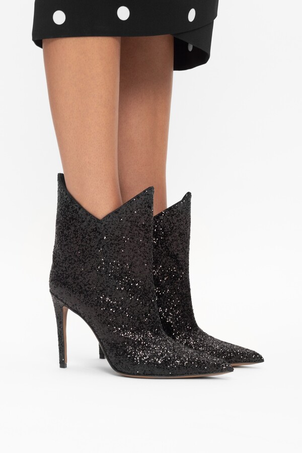 black sequin boots
