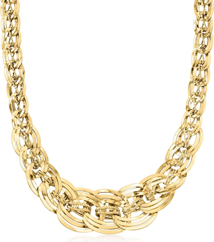Italian 18kt Yellow Gold Interlocking Link Necklace