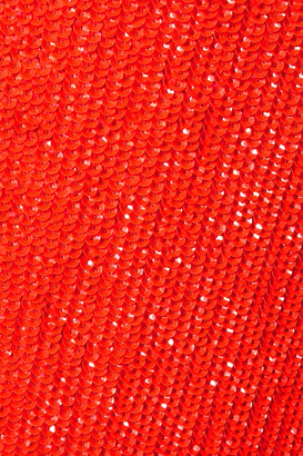 retrofete Rebecca Neon Sequined Chiffon Midi Dress - Orange