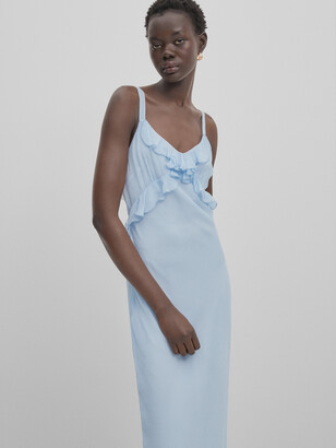 ★ Massimo Dutti★ Long fluid one piece frill detail 066815 FLOWING - Massimo Dutti - US