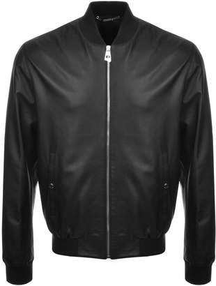 Versace Leather Bomber Jacket Black