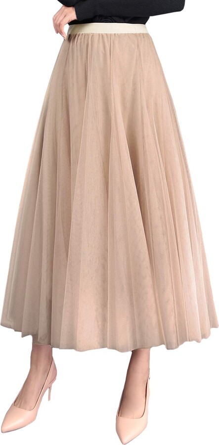 FEOYA Tulle Skirt Ladies Petticoat Line Ankle Length Underskirt ...