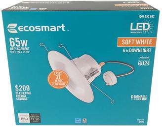 Eco Smart EcoSmart 65-Watt Equivalent Softwhite 6 in. GU24 White Integrated LED Recessed Trim