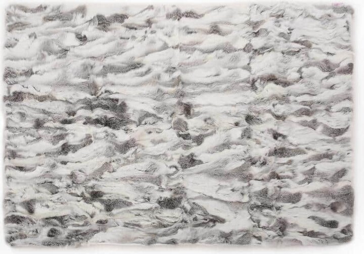 Noble House Akers Grey and White Faux Fur Throw Blanket