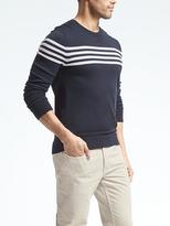 Thumbnail for your product : Banana Republic Textured-Stripe Supima® Cotton Crew Pullover