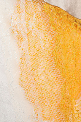 Kiki de Montparnasse Joie Satin-paneled Stretch-lace Thong Bodysuit