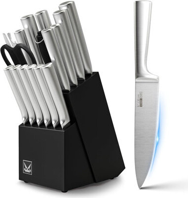 wuyi 16-Piece Japanese High Carbon Stainless Steel Knife Set With Wooden Block Chef Knife Steak Knives And Multipurpose Kitchen Knives For Precision Coo
