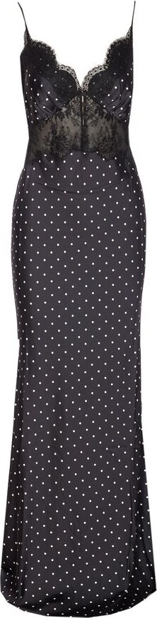 Self-Portrait Polka Dot Satin Lace Maxi Dress