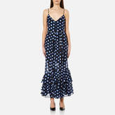 Boutique Moschino Women's Dotted Strappy Maxi Dress Blue