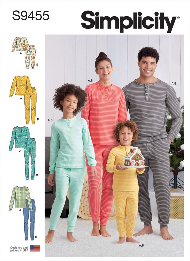 Dunelm Simplicity S9455 Adult and Kids Knit Tops and Bottoms Sewing