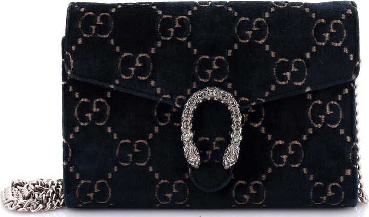 GUCCI Dionysus Chain Wallet GG Velvet Small