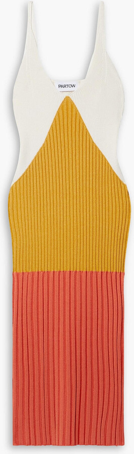 PARTOW Marilyn color-block ribbed-knit midi dress