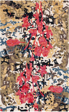 Winston Porter Kayshia Hand Tufted Wool/Cotton Abstract Rug in Green/Ivory