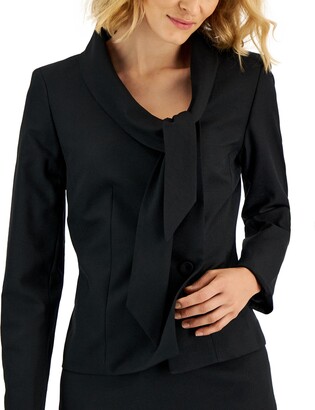 Le Suit Crepe Tie-Collar Jacket & Pencil Skirt, Regular and Petite Sizes
