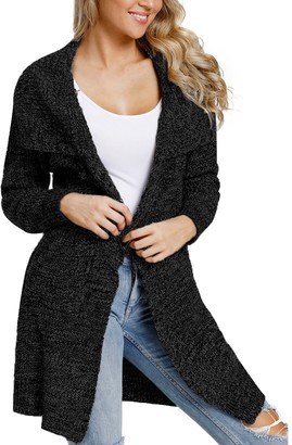 MoneRffi Womens Open Front Long Cardigans Chunky Winter Warm Cardigans Sweater Knitted Cardigan Coat Outwear Plus Size