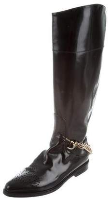 Lanvin Leather Chain-Link Boots