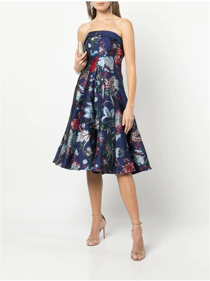 blue tea length dress