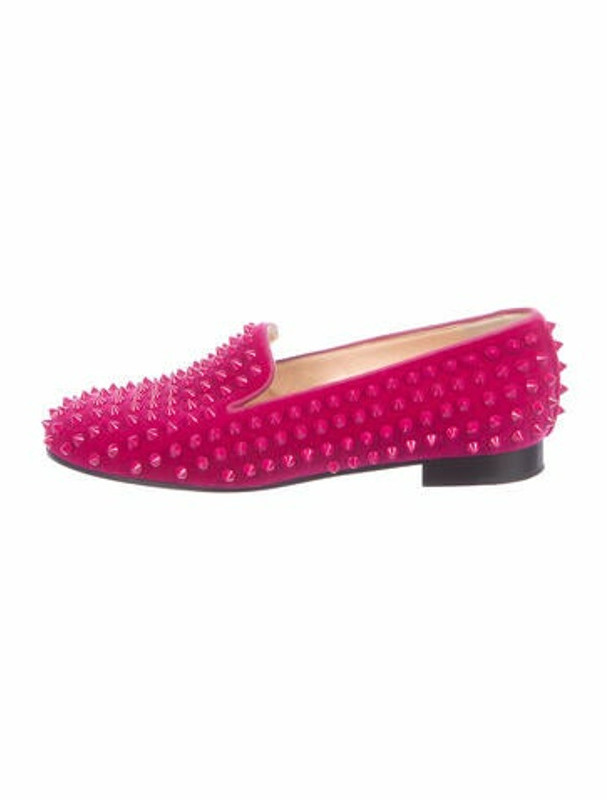 pink spiked loafers