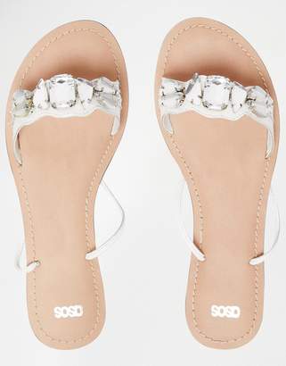 ASOS FOCUS Leather Jewel Tie Leg Sandals