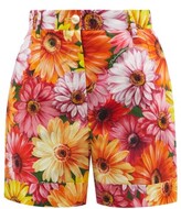 Thumbnail for your product : Dolce & Gabbana Gerbera-print Cotton-poplin Shorts - Orange