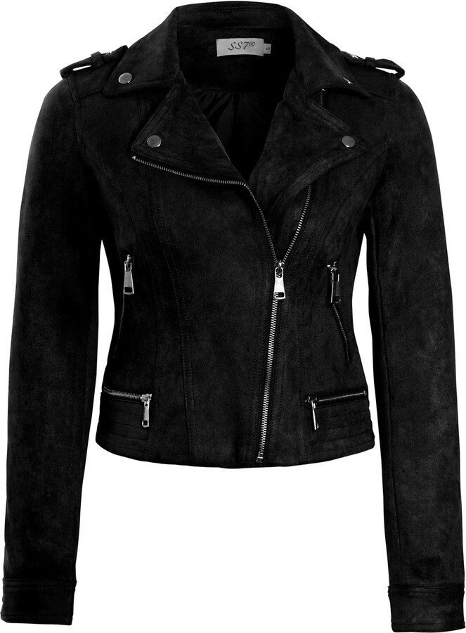 SS7 Womens Biker Jacket in Premium Faux Suede Black ShopStyle