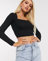 Thumbnail for your product : ASOS DESIGN crop top with sexy square neck in black
