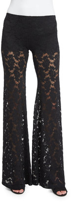 Nightcap Clothing Wallflower Lace Bell-Bottom Pants, Black