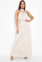 Thumbnail for your product : boohoo Satin Halterneck Twist Maxi Bridesmaid Dress