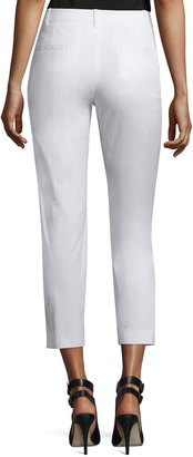 DKNY Cropped Stretch-Twill Pants, White