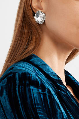 Saint Laurent Smoking Silver-tone Crystal Clip Earrings