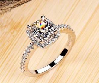 Ring 18k White Gold Gp Austria Swarovski Crystal Valentine's Day Jewelry Gift Lady R24a