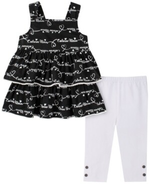 Calvin Klein Little Girls Tiered Babydoll and Capri Leggings Set, 2 Piece -  ShopStyle