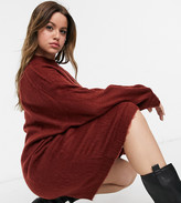 Thumbnail for your product : ASOS Curve DESIGN Curve knitted dress with brushed yarn in dark red
