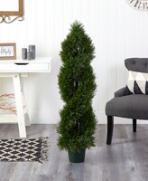 Thumbnail for your product : Nearly Natural 4' Double Pond Cypress Uv-Resistant Indoor/Outdoor 1036-Leaf Spiral Topiary
