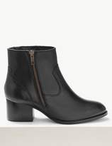 Thumbnail for your product : M&S Collection Wide Fit Leather Block Heel Ankle Boots