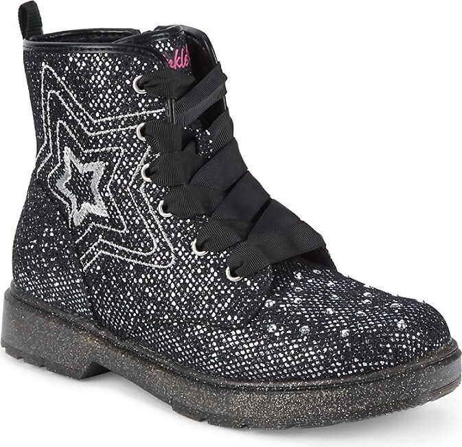 Girls Black Glitter Boots | ShopStyle