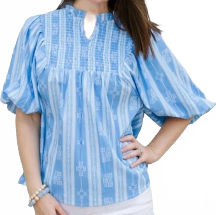 MICHELLE MCDOWELL Jona Smocked Top In Santorini