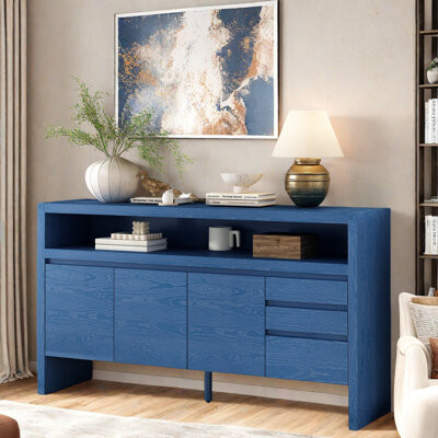 3-door Sideboard With 3 Drawers, A Semi-open Shelf And A Cable Hole