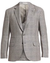 Thumbnail for your product : Brunello Cucinelli Glen Plaid Linen, Wool & Silk Jacket