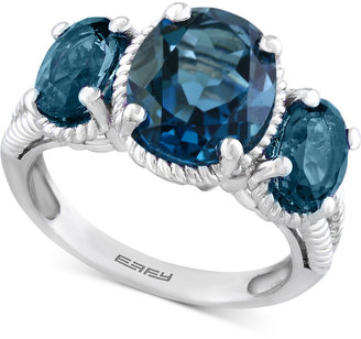 Effy London Blue Topaz Three-Stone Ring (4-1/5 ct. t.w.) in Sterling Silver