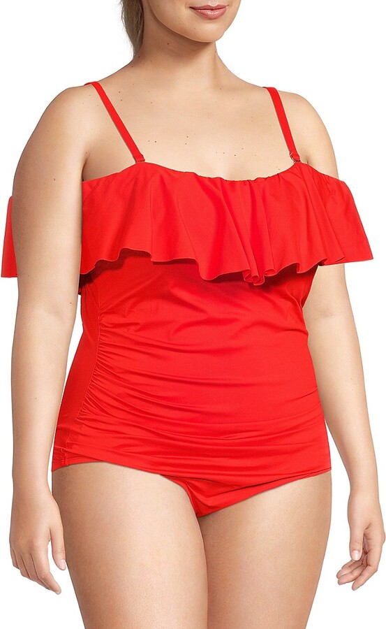 La Blanca Plus RuffleTrim OnePiece Swimsuit ShopStyle