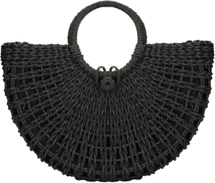 small black straw bag