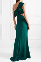 Thumbnail for your product : Cushnie One-shoulder Cutout Silk-crepe Gown - Emerald
