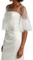 Thumbnail for your product : Amsale Alencon Lace-Trimmed Tulle Capelet