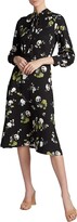 Thumbnail for your product : Erdem Poppy Floral Tie-Neck Midi-Dress