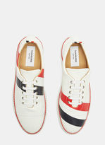 Thumbnail for your product : Thom Browne Diagonal Striped Pebble Grained Sneakers in White