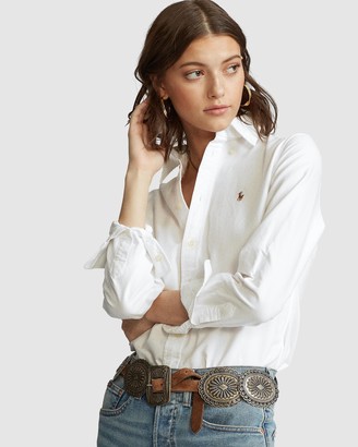 Polo Ralph Lauren Women's White Shirts & Blouses - Slim Fit Washed Cotton Oxford  Shirt - Size L at The Iconic - ShopStyle