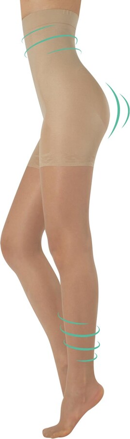 Calzitaly High Waist Tights Control Top Shaping Nylons, 20 Denier Pantyhose  
