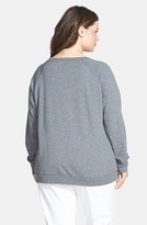 Thumbnail for your product : Sejour 'Adored' Studded Sleeve French Terry Sweatshirt (Plus Size)